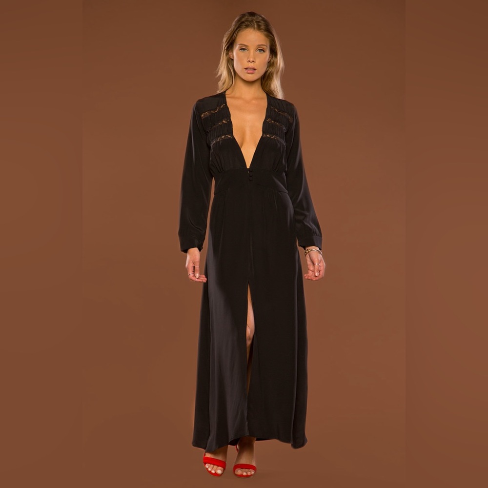 Merritt Charles Black Long Sleeve Maxi Dress